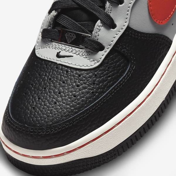 Kids' Nike Air Force 1 EMB Older Sneakers Black / Grey / Red | NK860BZN