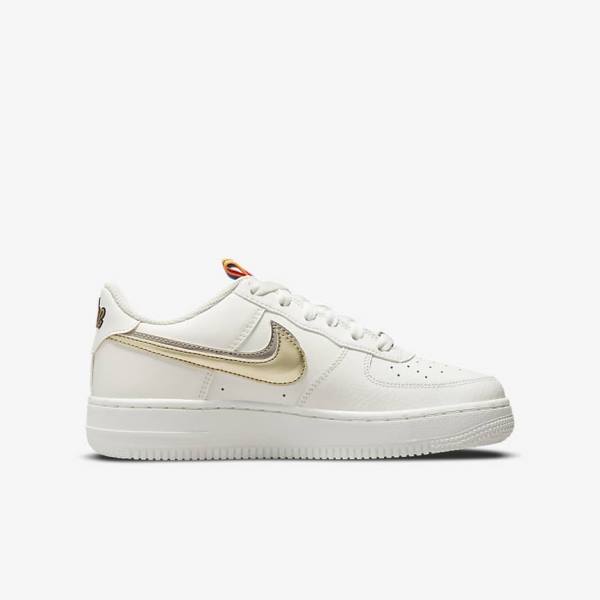 Kids' Nike Air Force 1 LV8 Older Sneakers White / Pink / Metal Blue Grey | NK358XGQ