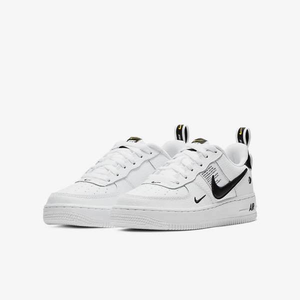 Kids' Nike Air Force 1 LV8 Utility Older Sneakers White / Black / Yellow / White | NK980LSO