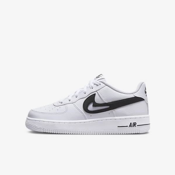 Kids\' Nike Air Force 1 Older Sneakers White / Black | NK029UAJ