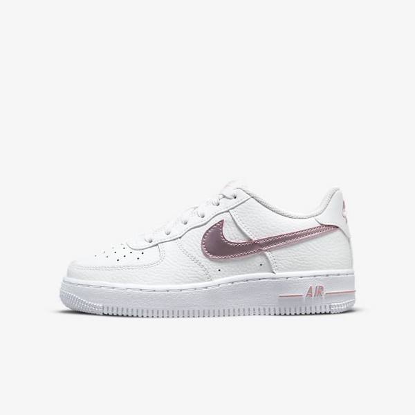 Kids\' Nike Air Force 1 Older Sneakers White / Pink | NK735BLJ