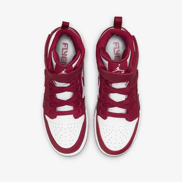 Kids' Nike Air Jordan 1 Hi FlyEase Older Sneakers Red / White | NK609CIX