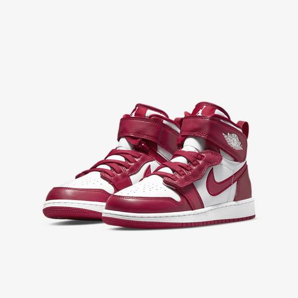 Kids' Nike Air Jordan 1 Hi FlyEase Older Sneakers Red / White | NK609CIX