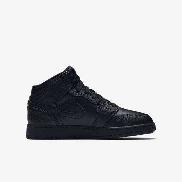 Kids' Nike Air Jordan 1 Mid Older Sneakers Black | NK834KNL