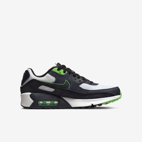 Kids' Nike Air Max 90 LTR SE Older Sneakers Black / Green / White / Obsidian | NK079XSW