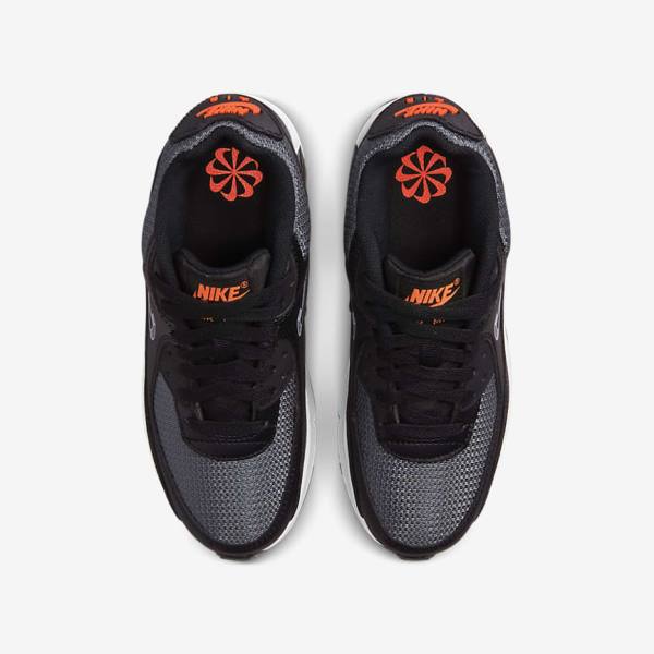 Kids' Nike Air Max 90 Older Sneakers Black / Orange / Grey / White | NK825LVA