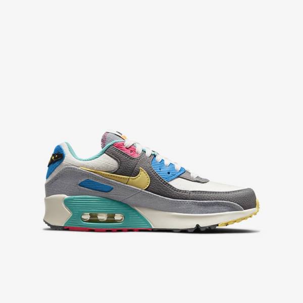 Kids' Nike Air Max 90 Older Sneakers Grey / Pink | NK571FQB