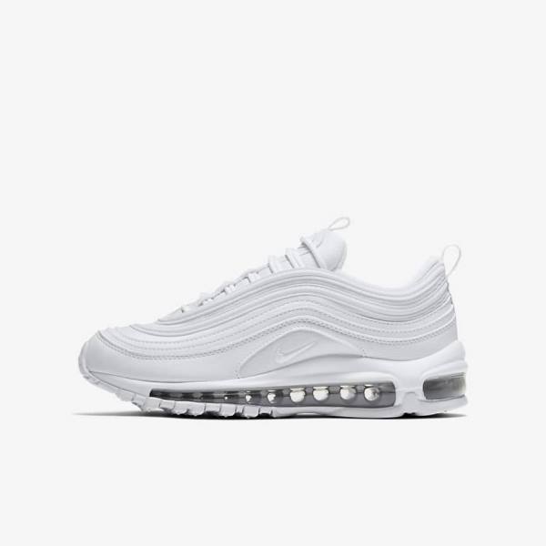 Kids\' Nike Air Max 97 Older Sneakers White / Metal Silver / White | NK024VMC