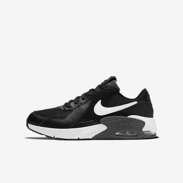 Kids\' Nike Air Max Excee Older Sneakers Black / Dark Grey / White | NK723MSF