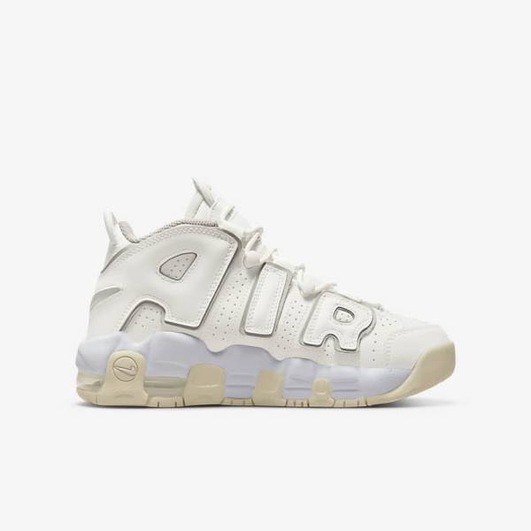 Kids' Nike Air More Uptempo Older Sneakers White / Brown / Light | NK310RVJ