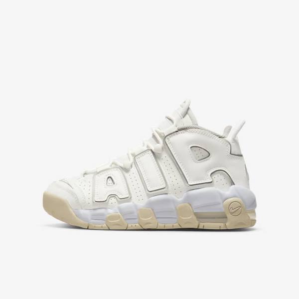 Kids\' Nike Air More Uptempo Older Sneakers White / Brown / Light | NK310RVJ