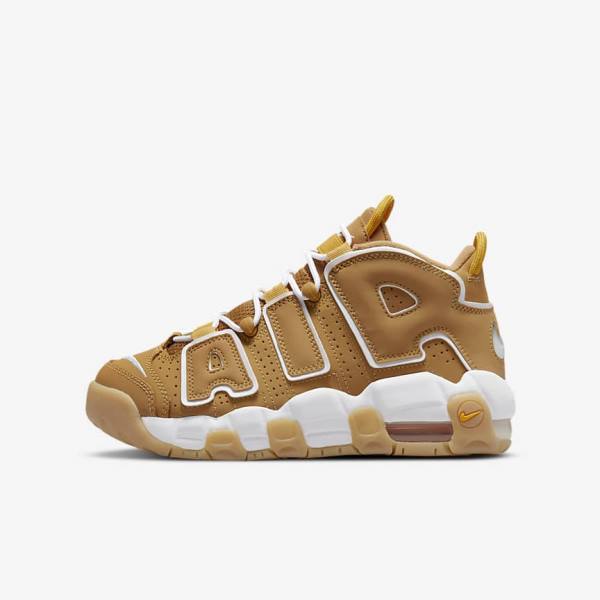 Kids\' Nike Air More Uptempo Older Sneakers Brown / Light Brown / White | NK745UWP