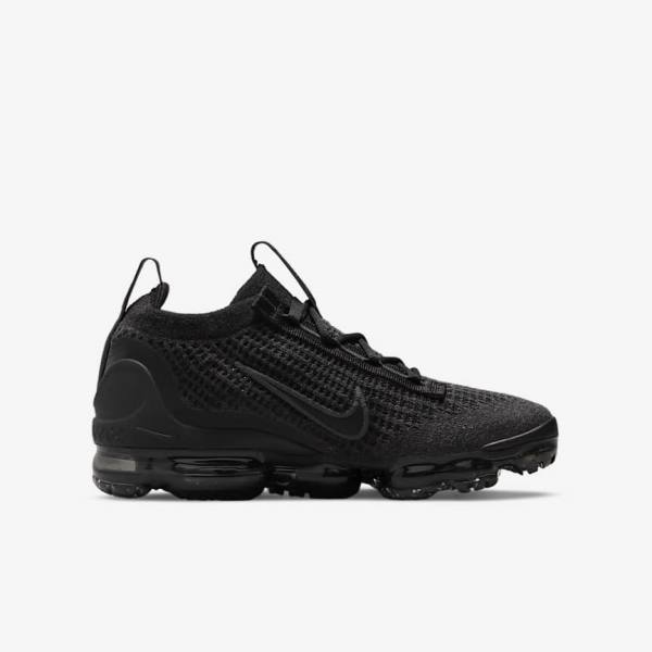 Kids' Nike Air VaporMax 2021 FK Older Sneakers Black / Dark Grey | NK830UDQ