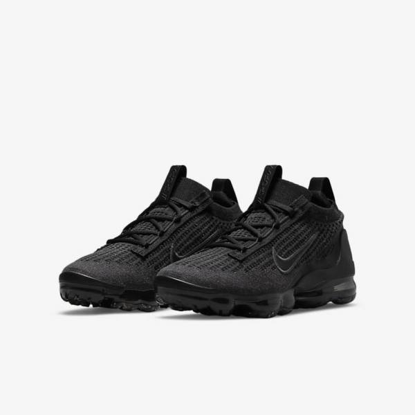 Kids' Nike Air VaporMax 2021 FK Older Sneakers Black / Dark Grey | NK830UDQ