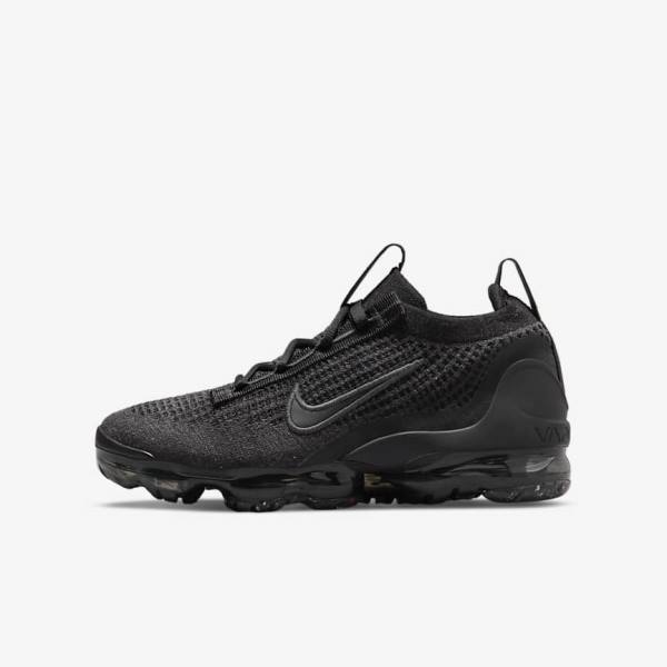 Kids\' Nike Air VaporMax 2021 FK Older Sneakers Black / Dark Grey | NK830UDQ