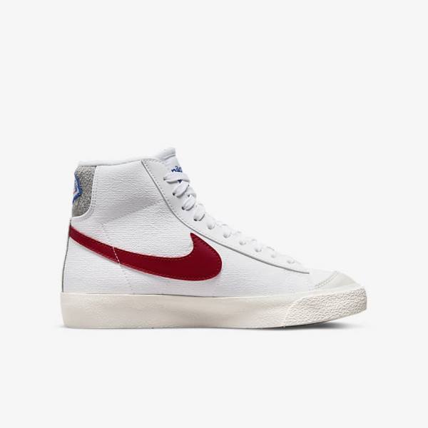 Kids' Nike Blazer Mid 77 Older Sneakers White / Light Grey / Red | NK167ILG