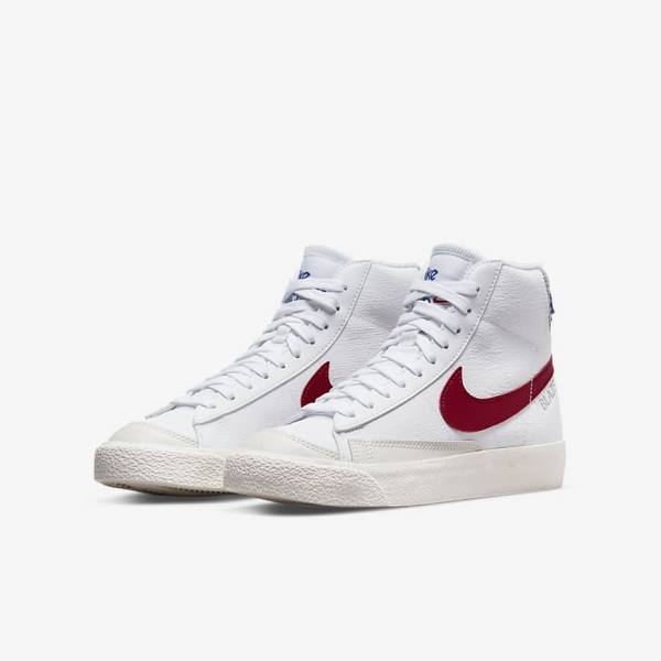 Kids' Nike Blazer Mid 77 Older Sneakers White / Light Grey / Red | NK167ILG