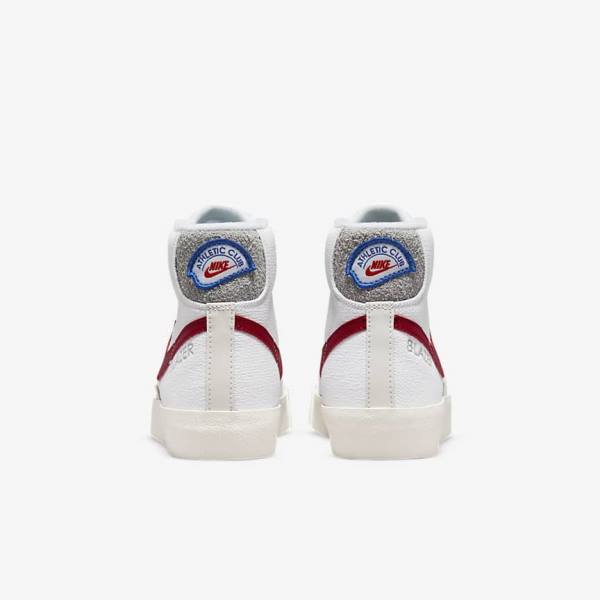 Kids' Nike Blazer Mid 77 Older Sneakers White / Light Grey / Red | NK167ILG