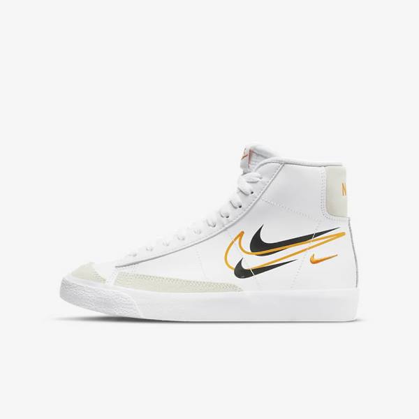 Kids\' Nike Blazer Mid 77 Older Sneakers White / Black / White | NK326YUK