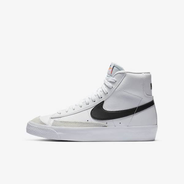 Kids\' Nike Blazer Mid 77 Older Sneakers White / Orange / Black | NK639PSB