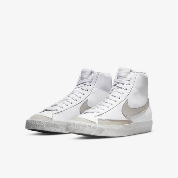 Kids' Nike Blazer Mid 77 SE Older Sneakers White / Light Beige | NK014LQC