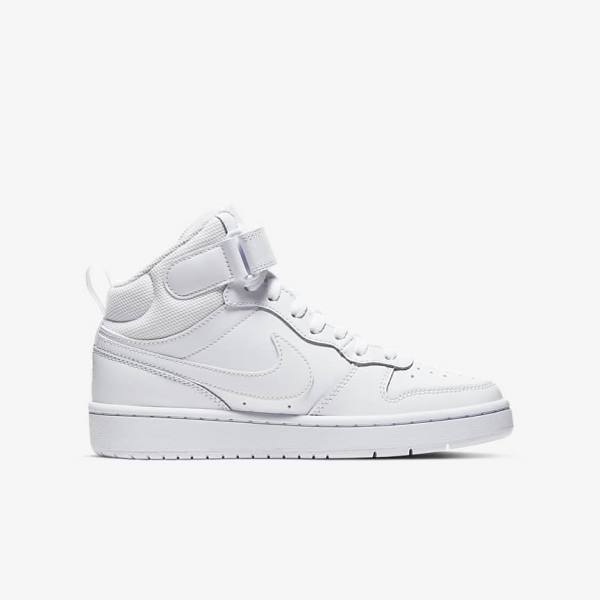 Kids' Nike Court Borough Mid 2 Older Sneakers White | NK052LHD