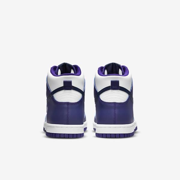 Kids' Nike Dunk High Older Sneakers White / Purple / Navy | NK564RJW