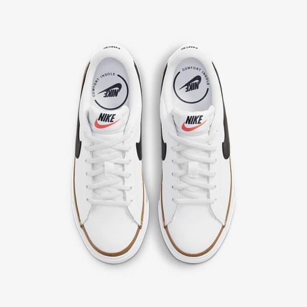 Kids' Nike NikeCourt Legacy Older Sneakers White / Light Brown / Black | NK693ZDM