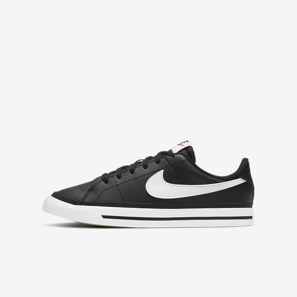 Kids\' Nike NikeCourt Legacy Older Sneakers Black / Light Brown / White | NK960TUP