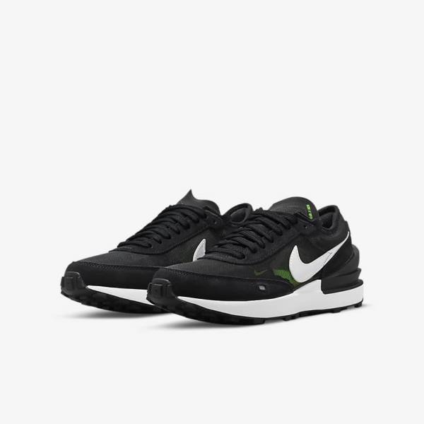 Kids' Nike Waffle One Older Sneakers Dark Grey / Black / Green | NK036TVB