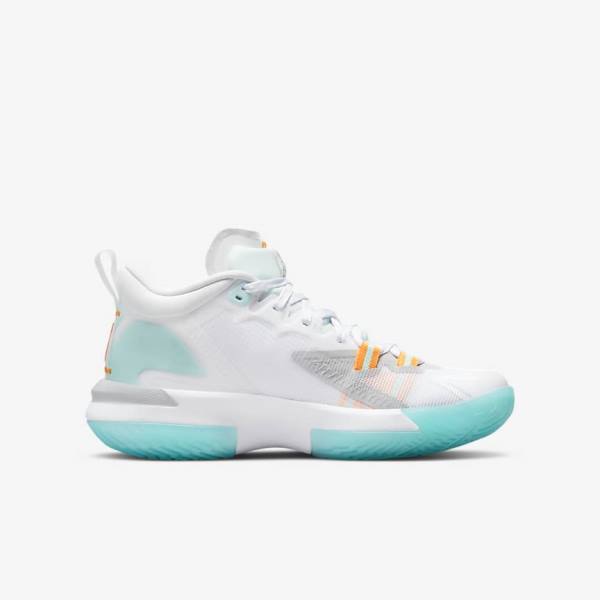 Kids' Nike Zion 1 Older Basketball Shoes White / Orange / Turquoise / Black | NK728NMR