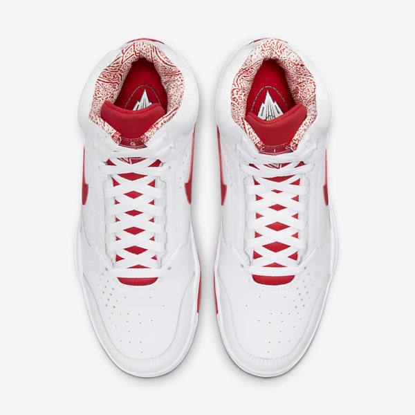 Men's Nike Air Flight Lite Mid Sneakers White / Red | NK346ZWB