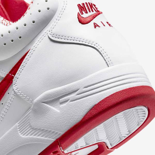 Men's Nike Air Flight Lite Mid Sneakers White / Red | NK346ZWB