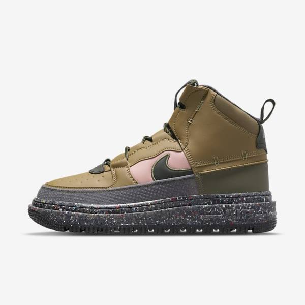 Men\'s Nike Air Force 1 Boot Sneakers Brown / Olive / Pink | NK728AZW