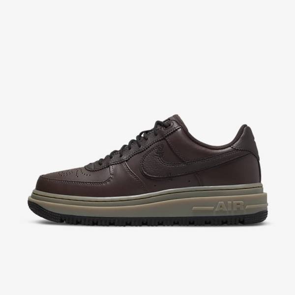 Men\'s Nike Air Force 1 Luxe Sneakers Brown / Black / Dark Brown | NK548JQT