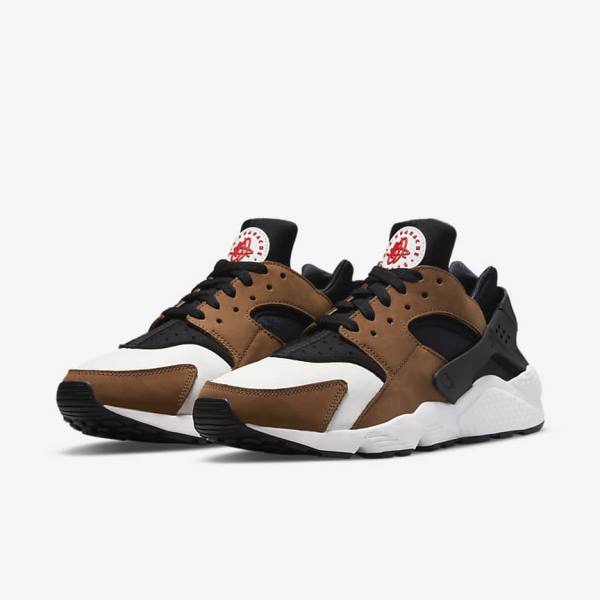 Men's Nike Air Huarache LE Sneakers Black / White / Red | NK192HFC