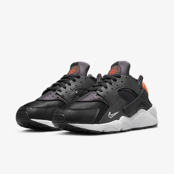 Men's Nike Air Huarache Sneakers Black / Orange / Grey / White | NK604WID