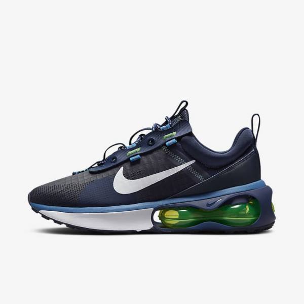 Men\'s Nike Air Max 2021 Sneakers Obsidian / Light Green / Blue / White | NK482YUP