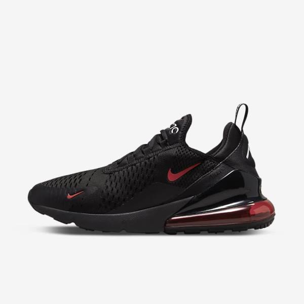 Men\'s Nike Air Max 270 Sneakers Black / White / Red | NK798FGM