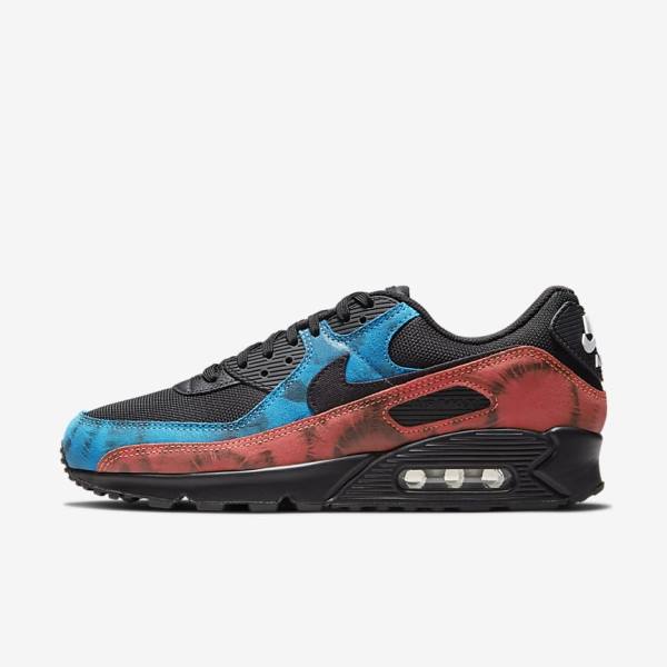 Men\'s Nike Air Max 90 Sneakers Black / Blue / Red / White | NK156XCR