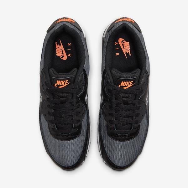 Men's Nike Air Max 90 Sneakers Black / Orange / Grey / White | NK690OIR