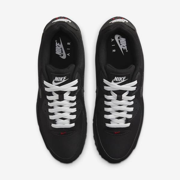 Men's Nike Air Max 90 Sneakers Black / Red / White | NK965BPG