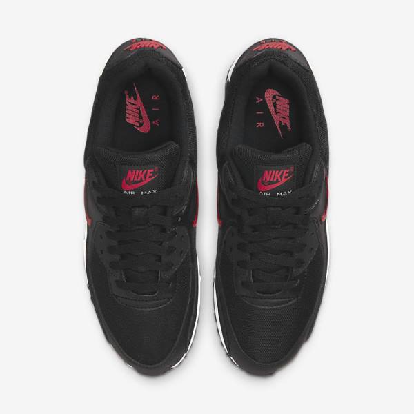 Men's Nike Air Max 90 Sneakers Black / White / Red | NK653PZB