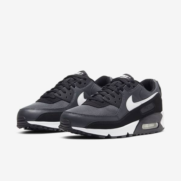 Men's Nike Air Max 90 Sneakers Grey / Dark Grey / Black / White | NK560QRX