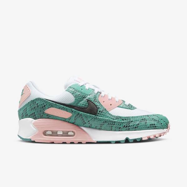 Men's Nike Air Max 90 Sneakers Turquoise / White / Coral / Black | NK105ULS