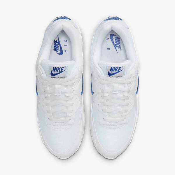 Men's Nike Air Max 90 Sneakers White / Black / Royal | NK405YLO