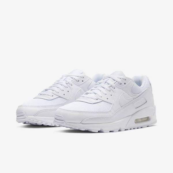 Men's Nike Air Max 90 Sneakers White / Grey / White | NK638XFZ