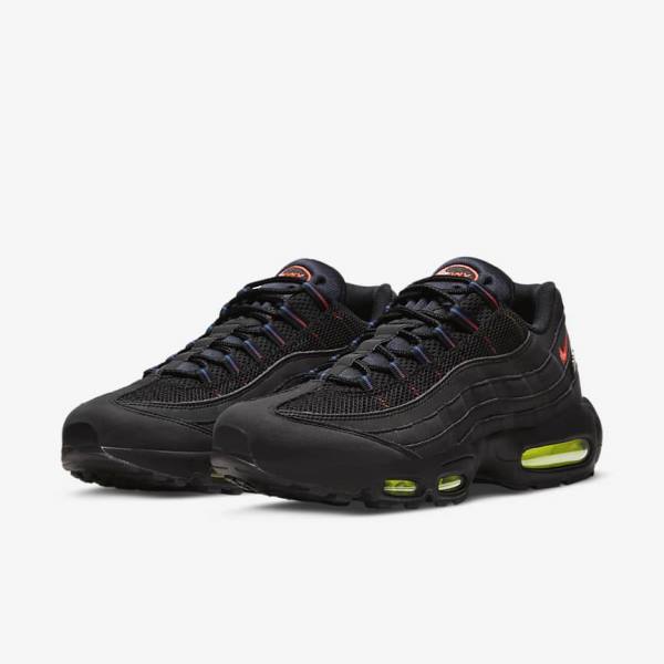 Men's Nike Air Max 95 Sneakers Black / Blue / Light Red | NK728ZKP