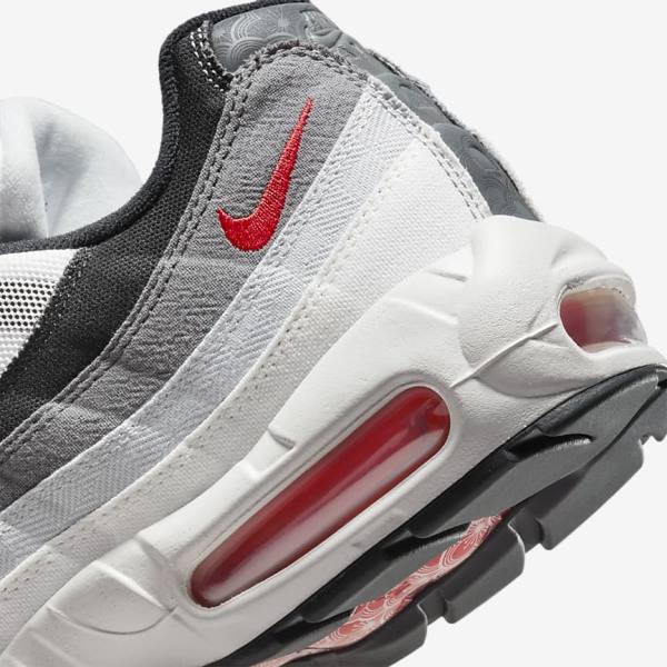 Men's Nike Air Max 95 Sneakers White / Light Grey / Red | NK918HUQ