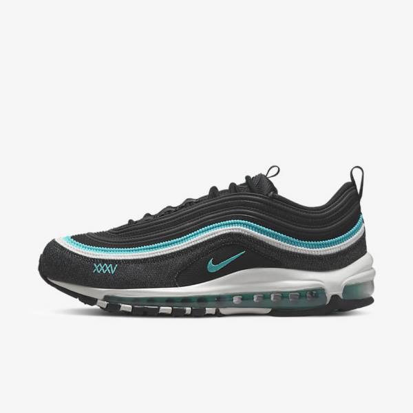 Men\'s Nike Air Max 97 SE Sneakers Black / White / Turquoise | NK645VSY